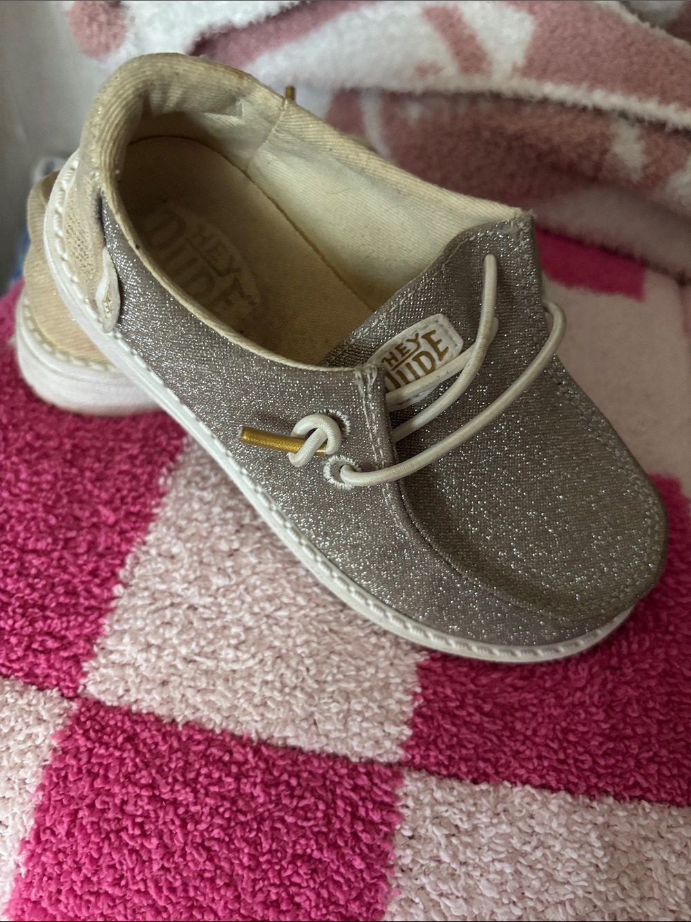 Hey Dude Kids Metallic Taupe Glitter Slip-On